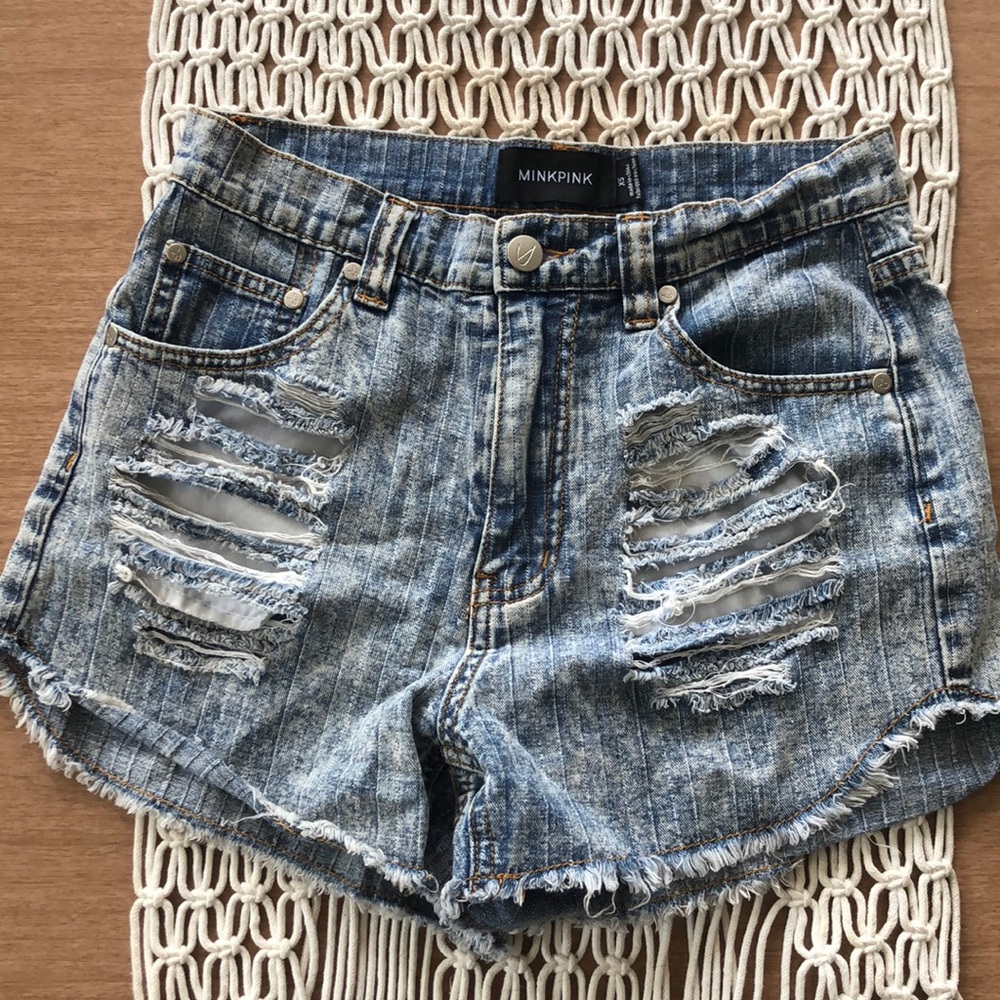 Mink pink jean shorts